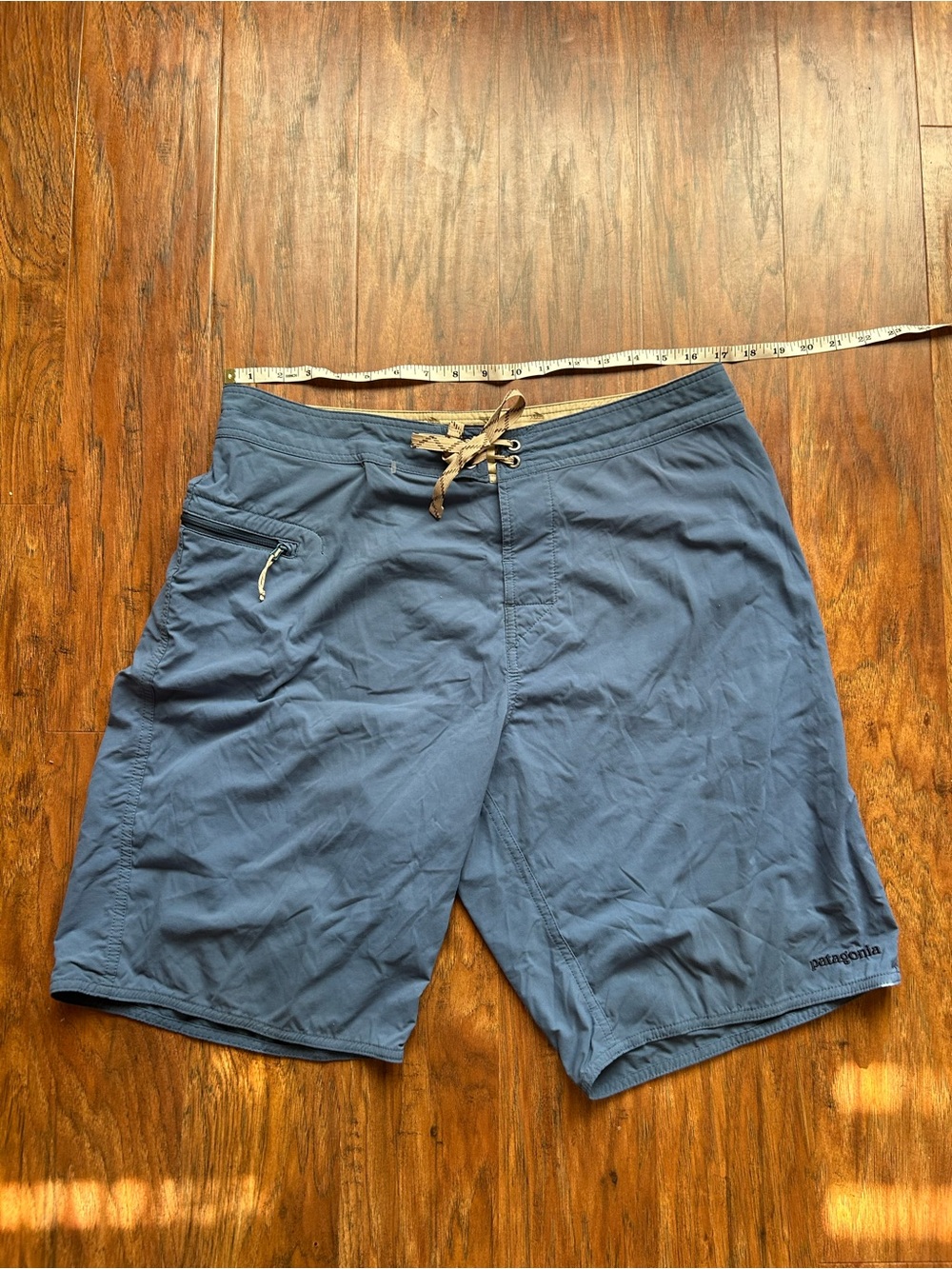 Patagonia Men's Swim Board Shorts Swim Trunks Blue Pocket Drawstring - Picture 9 of 9